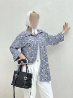 شومیز راه راه گلی - Image 6