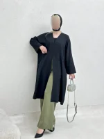 مانتو کرپ مجلسی غزن دار - Image 8