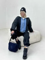 کاپشن ترکیبی جین و یقه تدی - Image 9
