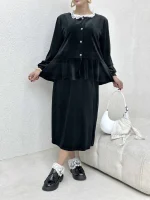 کت مخمل یقه گیپور - Image 6