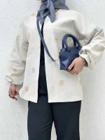کت کنفی گلدوزی Blue - Image 8