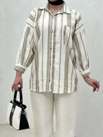 شومیز راه راه کنفی - Image 7
