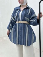 شومیز مانتویی blue - Image 5