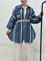 شومیز مانتویی blue - Image 4