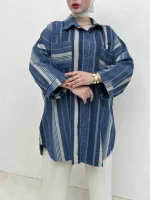 شومیز مانتویی blue - Image 3