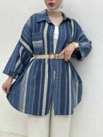 شومیز مانتویی blue - Image 6