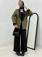 کت دو رنگ آستین پاکتی - Image 6