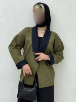 کت دو رنگ آستین پاکتی - Image 3