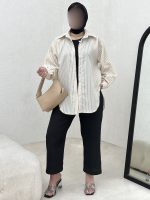 شومیز راه راه پایین هلالی - Image 6