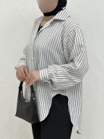 شومیز راه راه پایین هلالی - Image 5