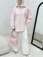 شومیز راه راه پایین هلالی - Image 8