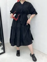 پیراهن کمر کش چین دار - Image 3