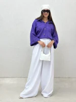 شومیز دوجیب پیلی دار - Image 4