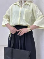 شومیز کراپ پلیسه گت دار - Image 7
