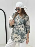 شومیز آبرنگی سه دکمه - Image 5