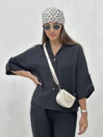 شومیز آستین کوتاه پاگن دار - Image 11