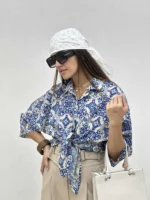 شومیز جلوگره فلور زنانه