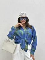 شومیز کرپ طرحدار زنانه - Image 5
