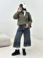 بلوز بافت کراپ آلبالو زنانه - Image 19
