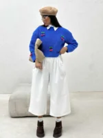 بلوز بافت کراپ آلبالو زنانه - Image 16