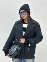 پالتو لمه دار پارچه جناقی زنانه - Image 7