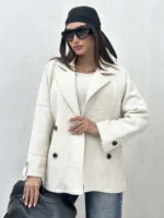 پالتو لمه دار پارچه جناقی زنانه - Image 8