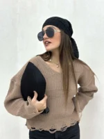کراپ بافت زاپ دار زنانه - Image 7