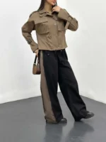 بارانی دوجیب کتان زنانه - Image 11