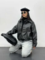 کت چرم گت دار آوا زنانه - Image 15