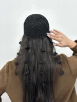 توربان آویز گلدار زنانه