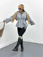 کت فوتر موهر کمر دار زنانه
