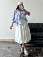 شومیز راه راه پشت دکمه زنانه - Image 6