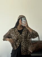 شومیز حریر پلنگی زنانه - Image 6