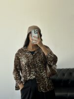 شومیز حریر پلنگی زنانه - Image 5