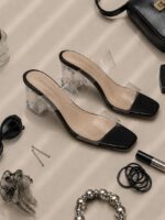 صندل طلقی پاشنه شیشه ای زنانه