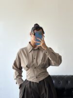 شومیز کمردار پشت بندی زنانه - Image 4