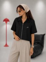 شومیز زیپی آستین کوتاه زنانه - Image 6