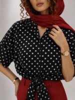شومیز جلو گره توپ توپی زنانه - Image 5