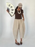 شلوار خمره ای گونی بافت زنانه - Image 3