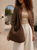 کیف کتان تک دسته تک زیپ زنانه - Image 4