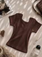 تیشرت یقه خشتی پنبه زنانه - Image 5
